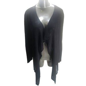 August Women's Black Silk Long Sleeve Open Front Cardigan Sweater Size XL